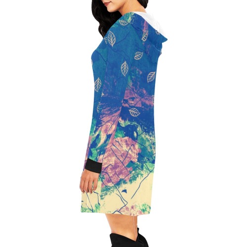Leaf fall in the mountains All Over Print Hoodie Mini Dress (Model H27)