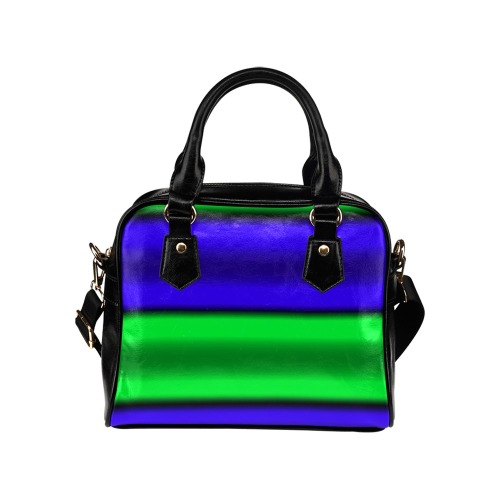 Green & Blue Horizontal Stripes Shoulder Handbag (Model 1634)