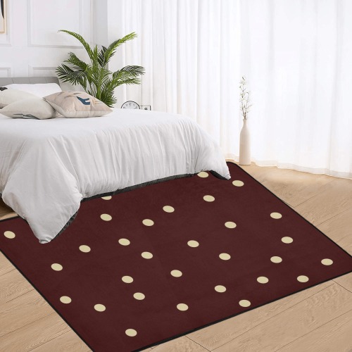 dots Area Rug with Black Binding 7'x5'