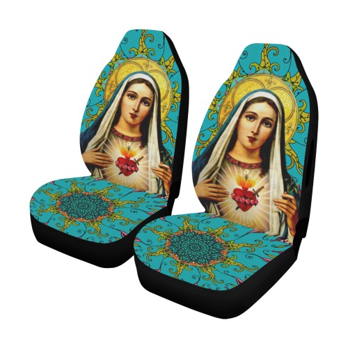 Renaissance Madonna Sacred Heart Car Seat Cover Airbag Compatible (Set of 2)