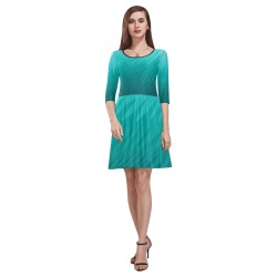 blue wavespike Tethys Half-Sleeve Skater Dress(Model D20)