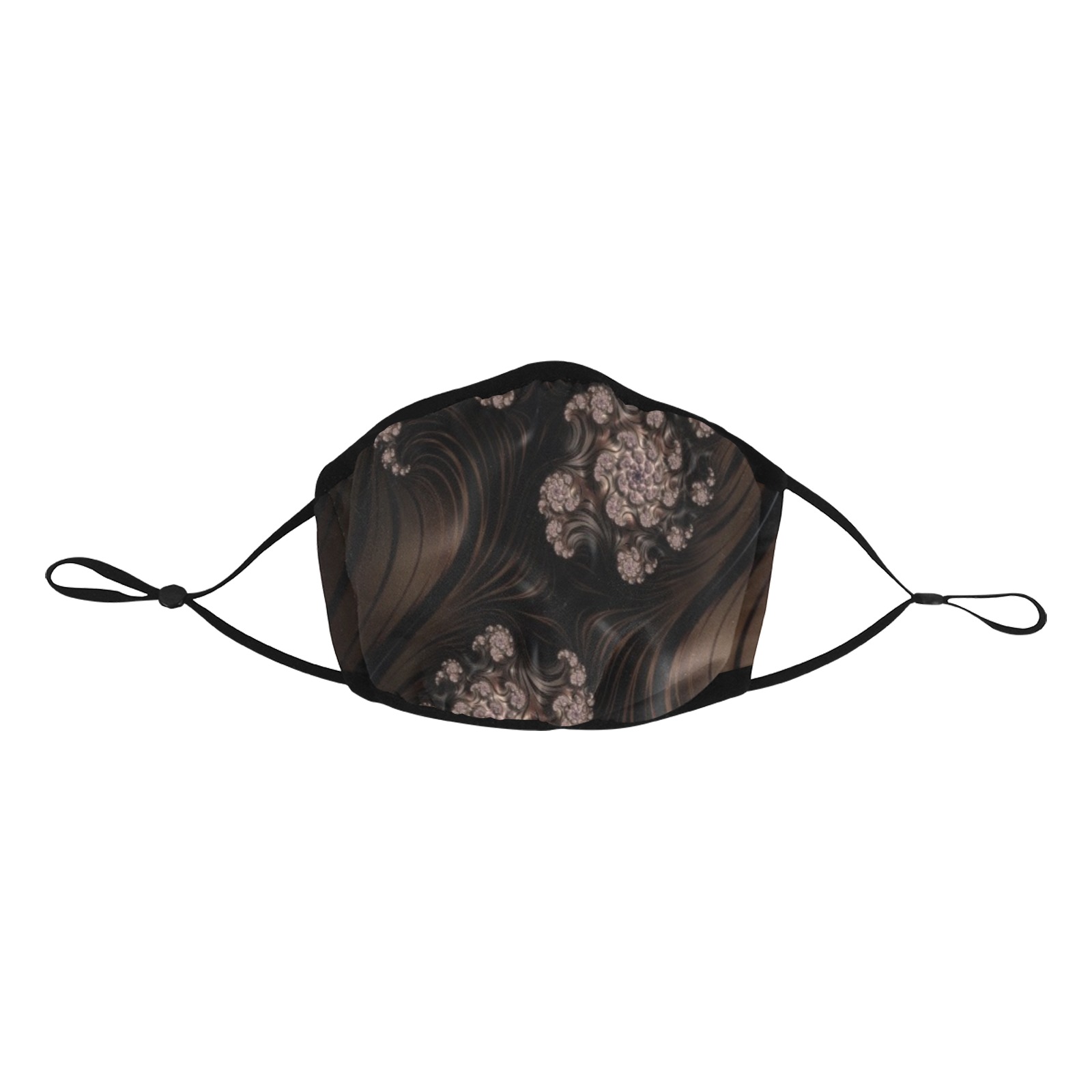 Blossoms and Dark Chocolate Swirls Fractal Abstract Elastic Binding Mouth Mask for Adults (Model M09)