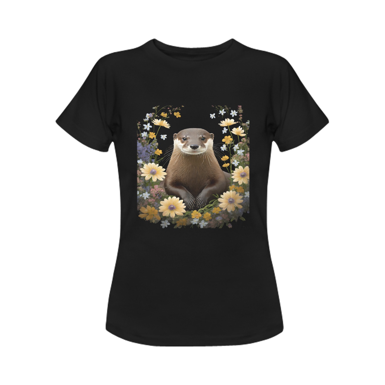 otter against a black background Women's T-Shirt in USA Size (Front Printing Only)