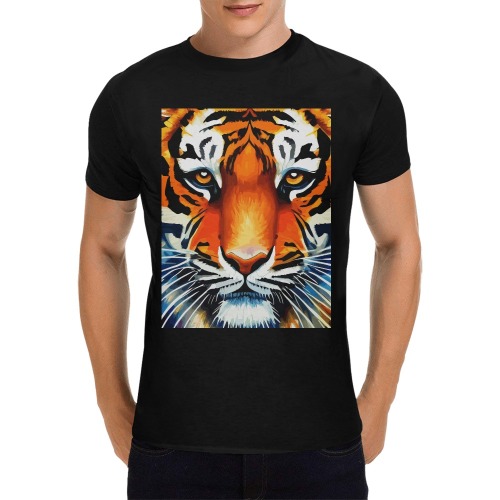 Cute Tiger Funny Colorful Animal Art Men's T-Shirt in USA Size (Front Printing Only)