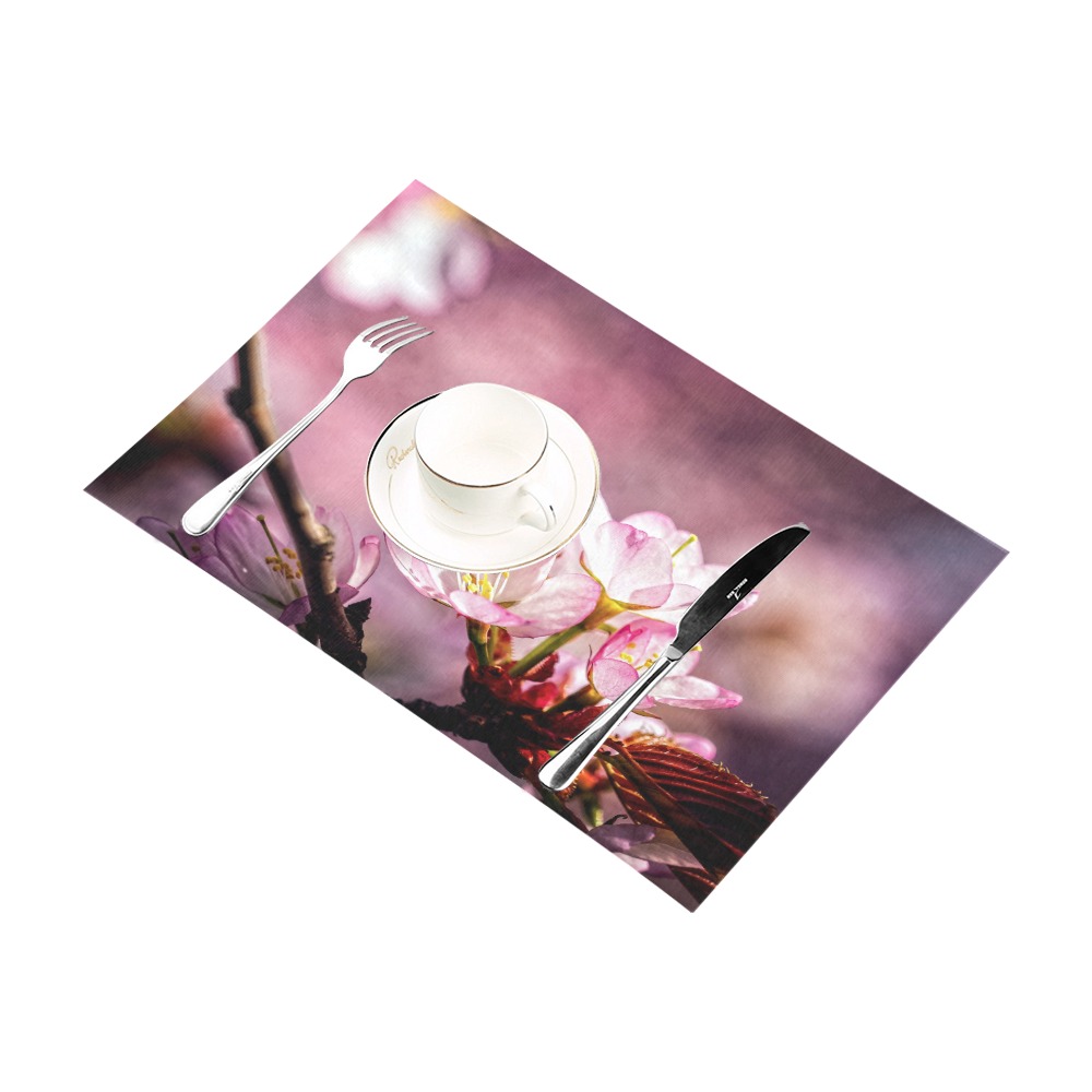 Charming pink sakura flowers. Light and shadows. Placemat 12’’ x 18’’ (Set of 6)
