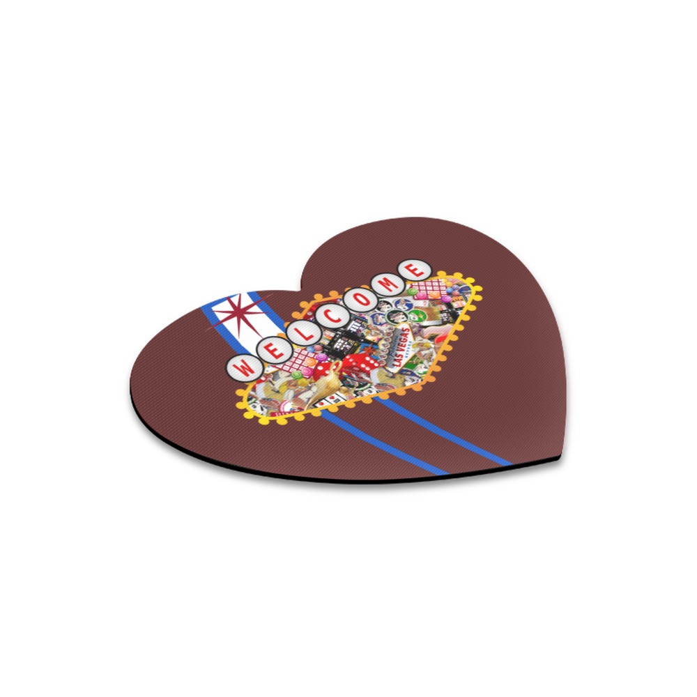 Las Vegas Icons Sign Gamblers Delight - Brown Heart-shaped Mousepad