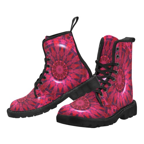 Rubies and Sapphires Kaleidoscope Mandala Abstract Martin Boots for Men (Black) (Model 1203H)