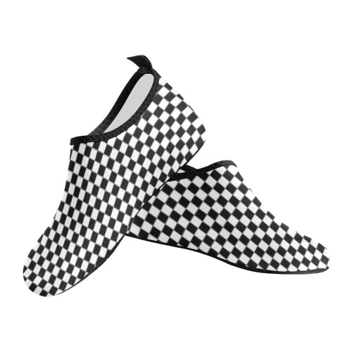 Checkerboard Black And White Kids' Slip-On Water Shoes (Model 056)
