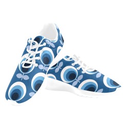 Trendy Mid Century Modern Blue Flowers Women's Athletic Shoes (Model 0200)