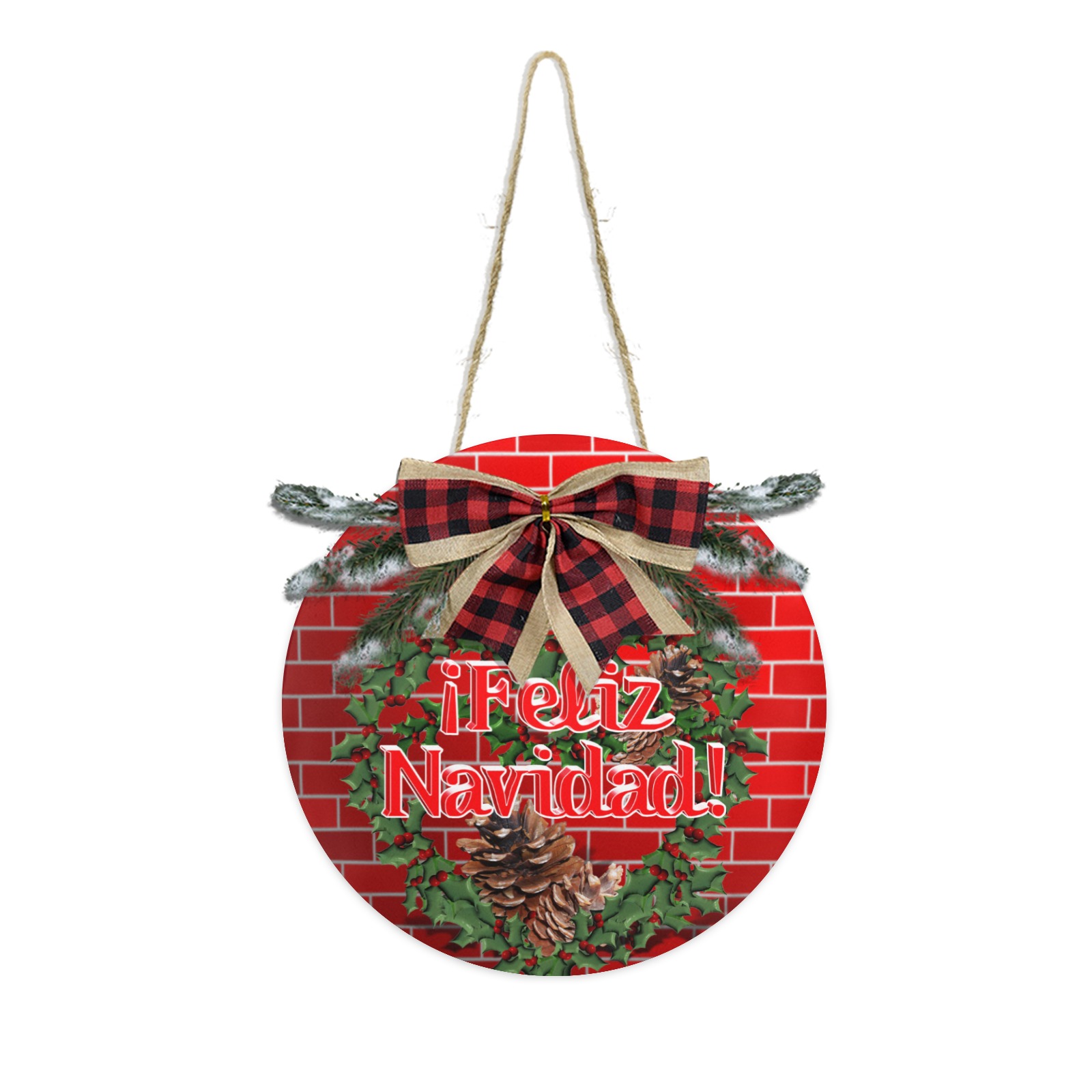 Feliz Navidad Christmas Wreath Christmas Door Hanger (11.8inch)