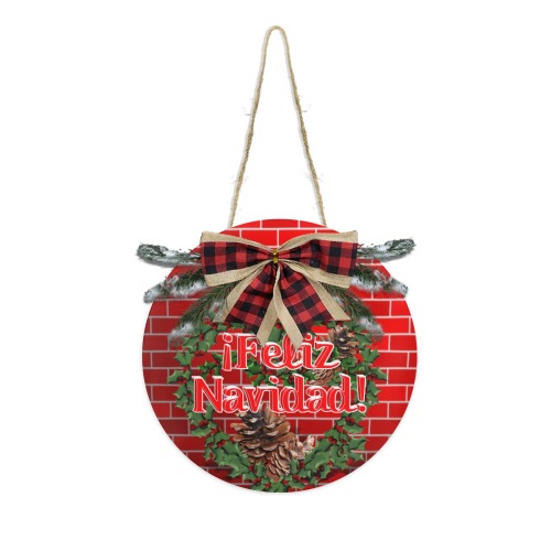 Feliz Navidad Christmas Wreath Christmas Door Hanger (11.8inch)