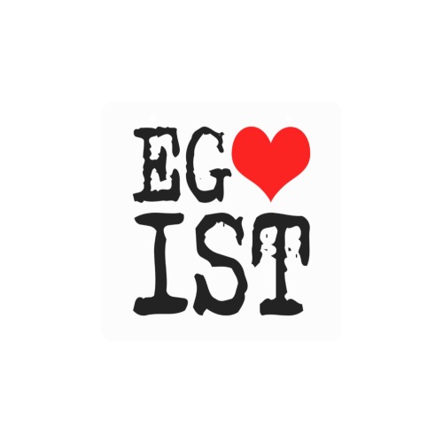 Egoist Red Heart Black Funny Cool Laugh Chic Square Wood Door Hanging Sign