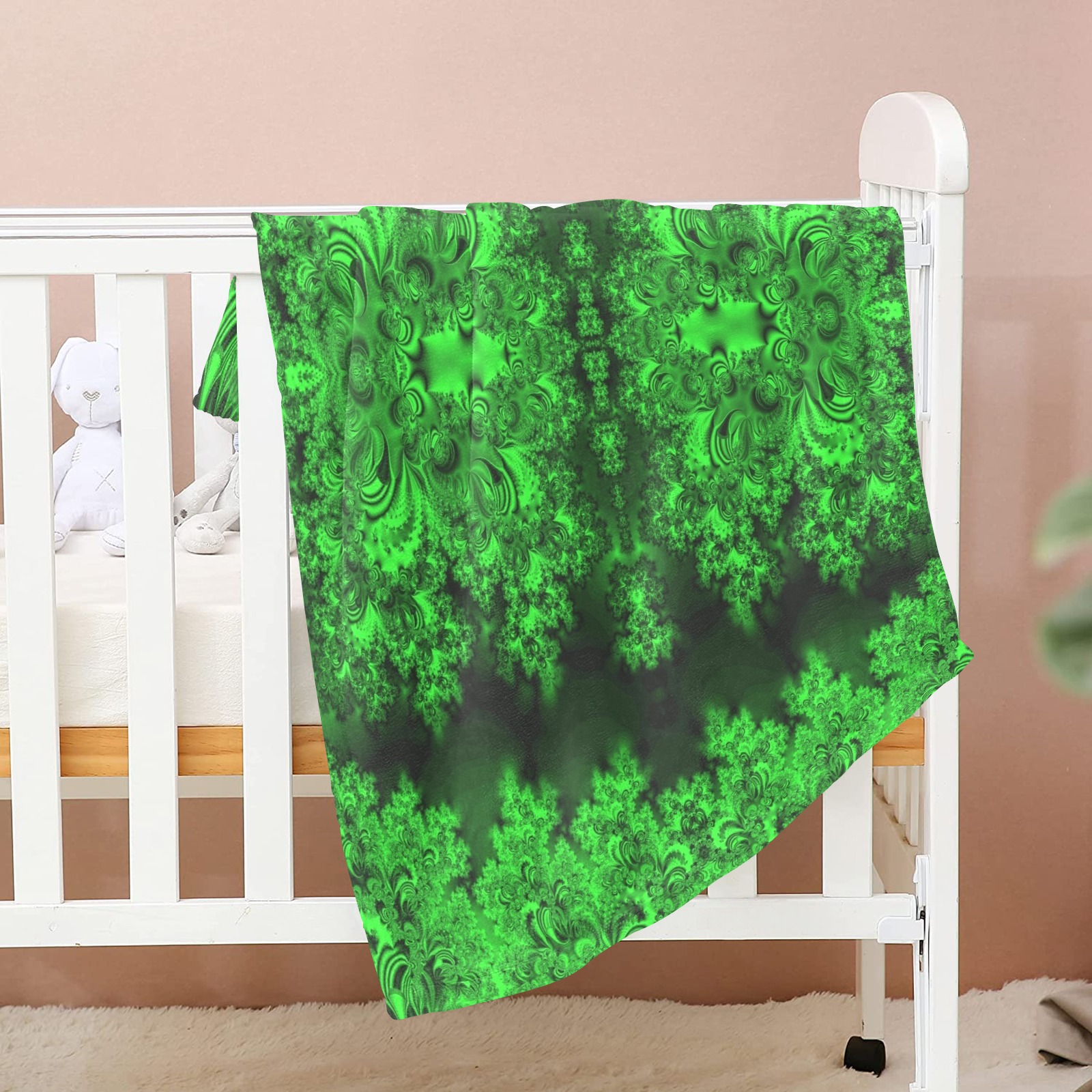 Frost on the Evergreens Fractal Baby Blanket 40"x50"