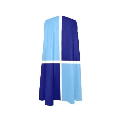Light Blue and Navy Squares Sleeveless A-Line Pocket Dress (Model D57)