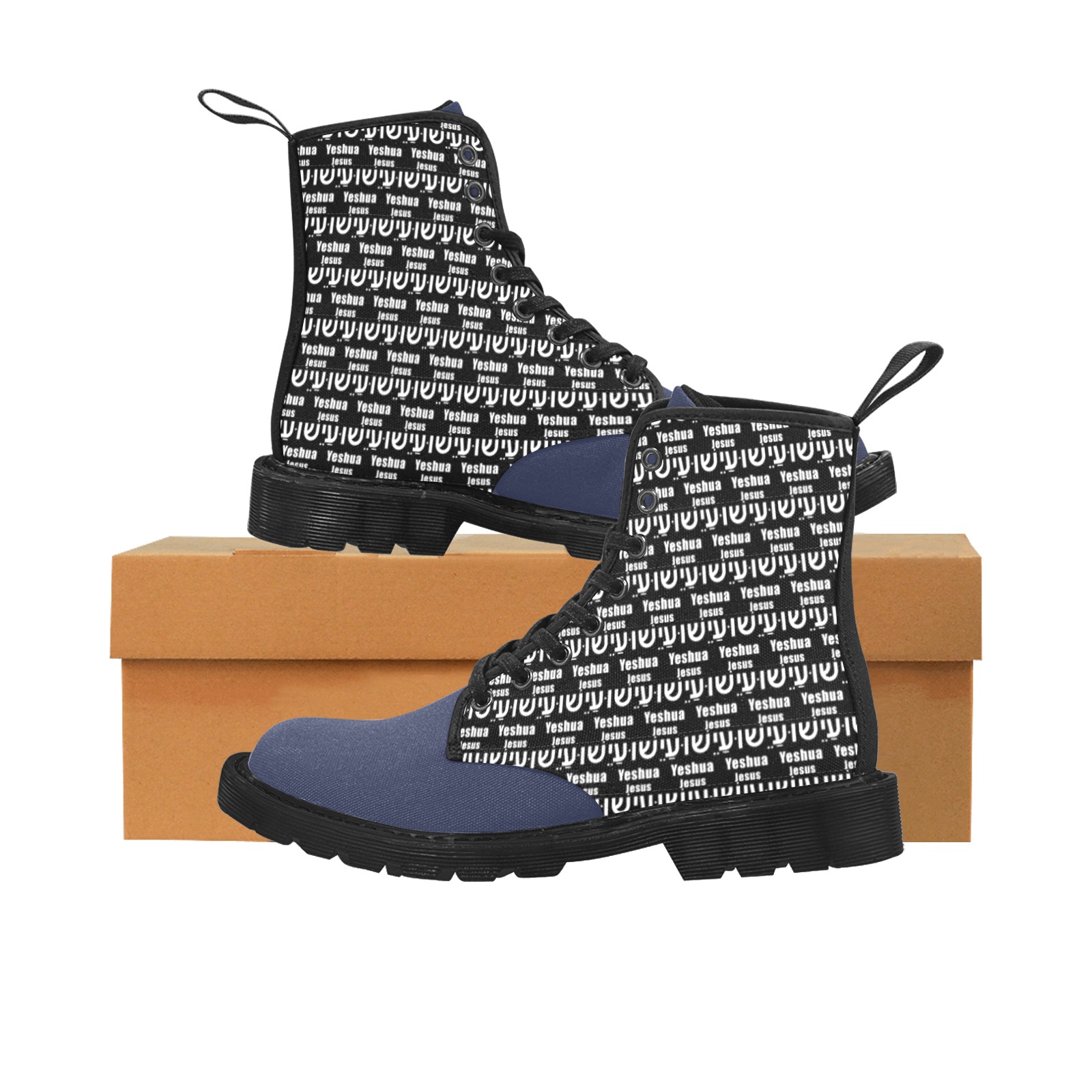 Yeshua Navy Top Boots Women Blk Bottom Martin Boots for Women (Black) (Model 1203H)