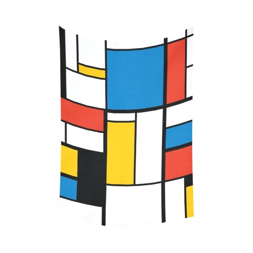 Mondrian De Stijl Modern Cotton Linen Wall Tapestry 90"x 60"