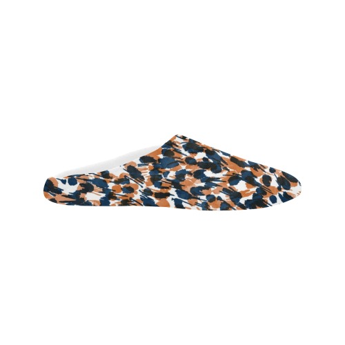 Dots brushstrokes animal print Men's Non-Slip Cotton Slippers (Model 0602)