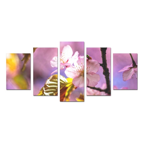 Sakura cherry flowers bloom in the secret garden. Canvas Print Sets D (No Frame)