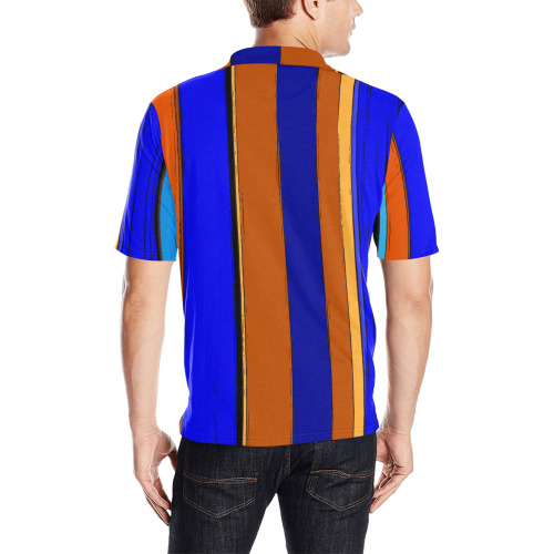 Abstract Blue And Orange 930 Men's All Over Print Polo Shirt (Model T55)