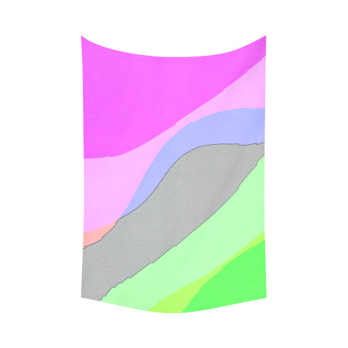 Abstract 703 - Retro Groovy Pink And Green Cotton Linen Wall Tapestry 90"x 60"