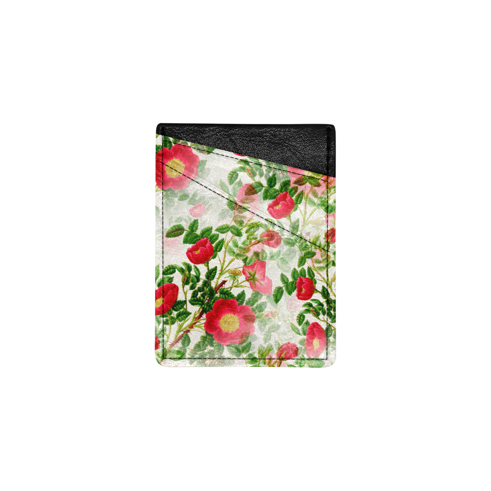 Vintage Red Floral Blossom Cell Phone Card Holder