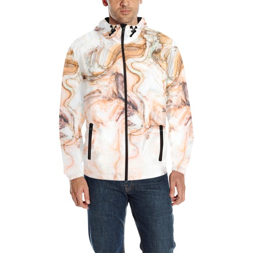 Abstract_pink_marble_mosaic All Over Print Quilted Windbreaker for Men (Model H35)