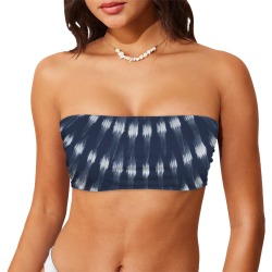 Shibori tie dye circle 01 Chest Wrap Bikini Top (Model S36)