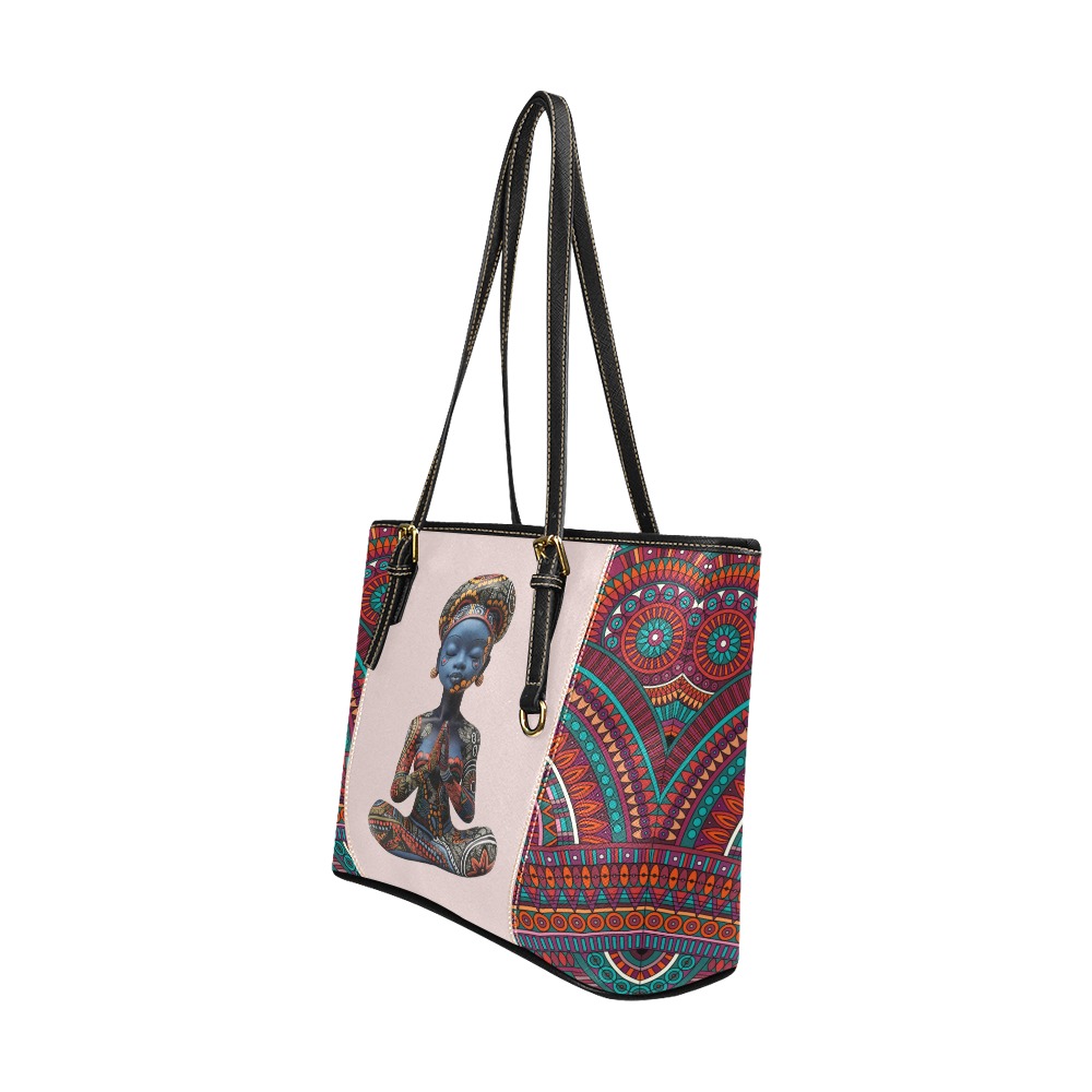 Tribal Art 1 Leather Tote Bag/Large (Model 1640)