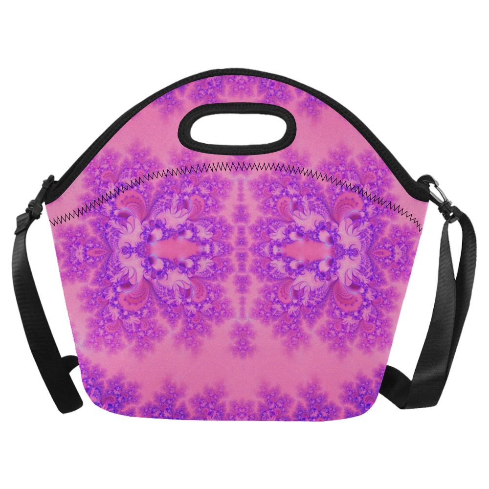 Purple and Pink Hydrangeas Frost Fractal Neoprene Lunch Bag/Large (Model 1669)
