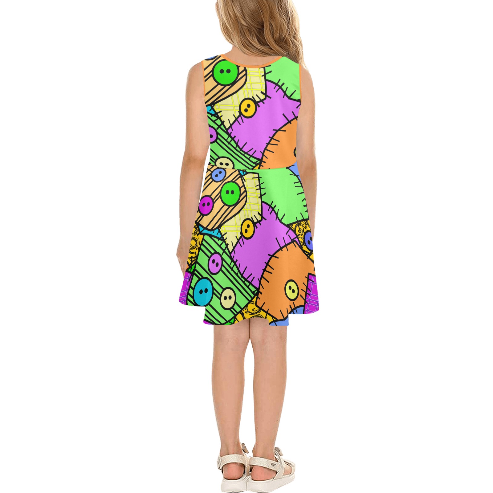 Sally Buttons and Patches Halloween Girls' Sleeveless Sundress (Model D56)