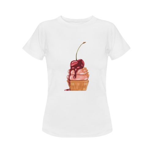 cupcake with cherries Women's Classic T-Shirt (Model T17）