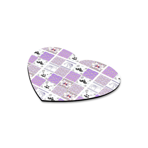 Purple Paisley Birds and Animals Patchwork Design Heart-shaped Mousepad