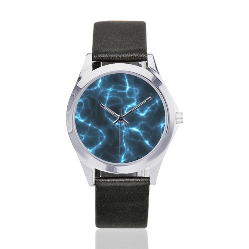 electric web Unisex Silver-Tone Round Leather Watch (Model 216)