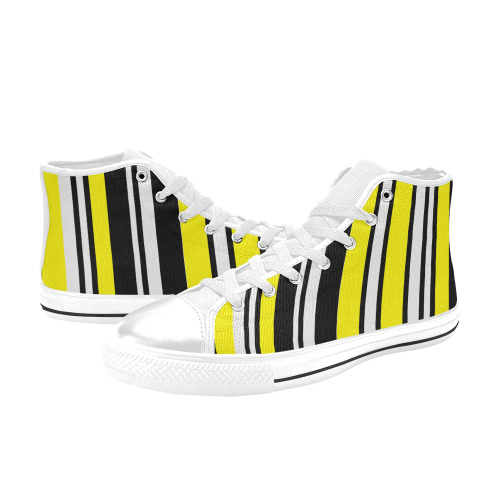 by stripes Men’s Classic High Top Canvas Shoes (Model 017)