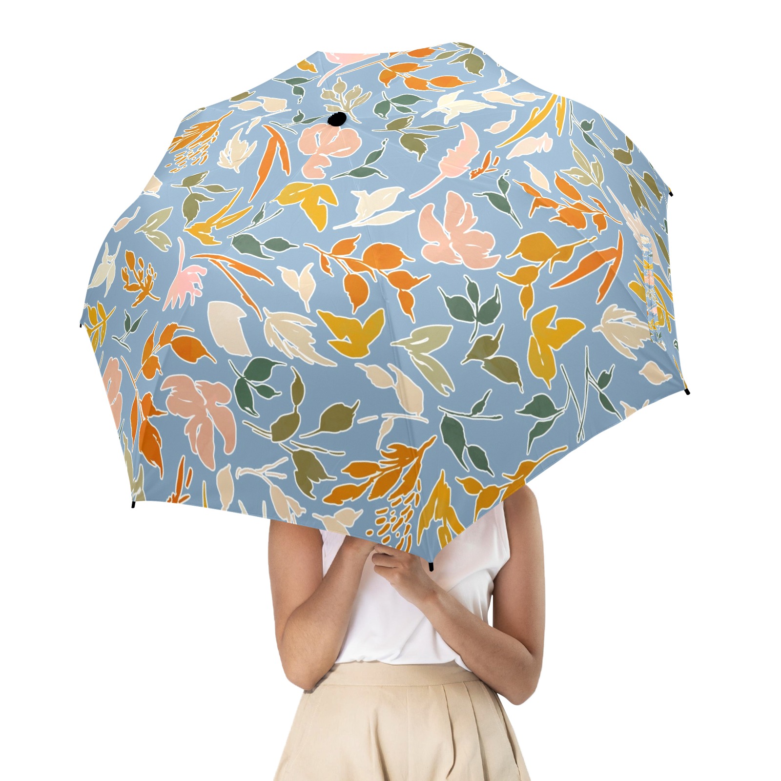 Hamburger Pastel Pattern Print Automatic Foldable Umbrella
