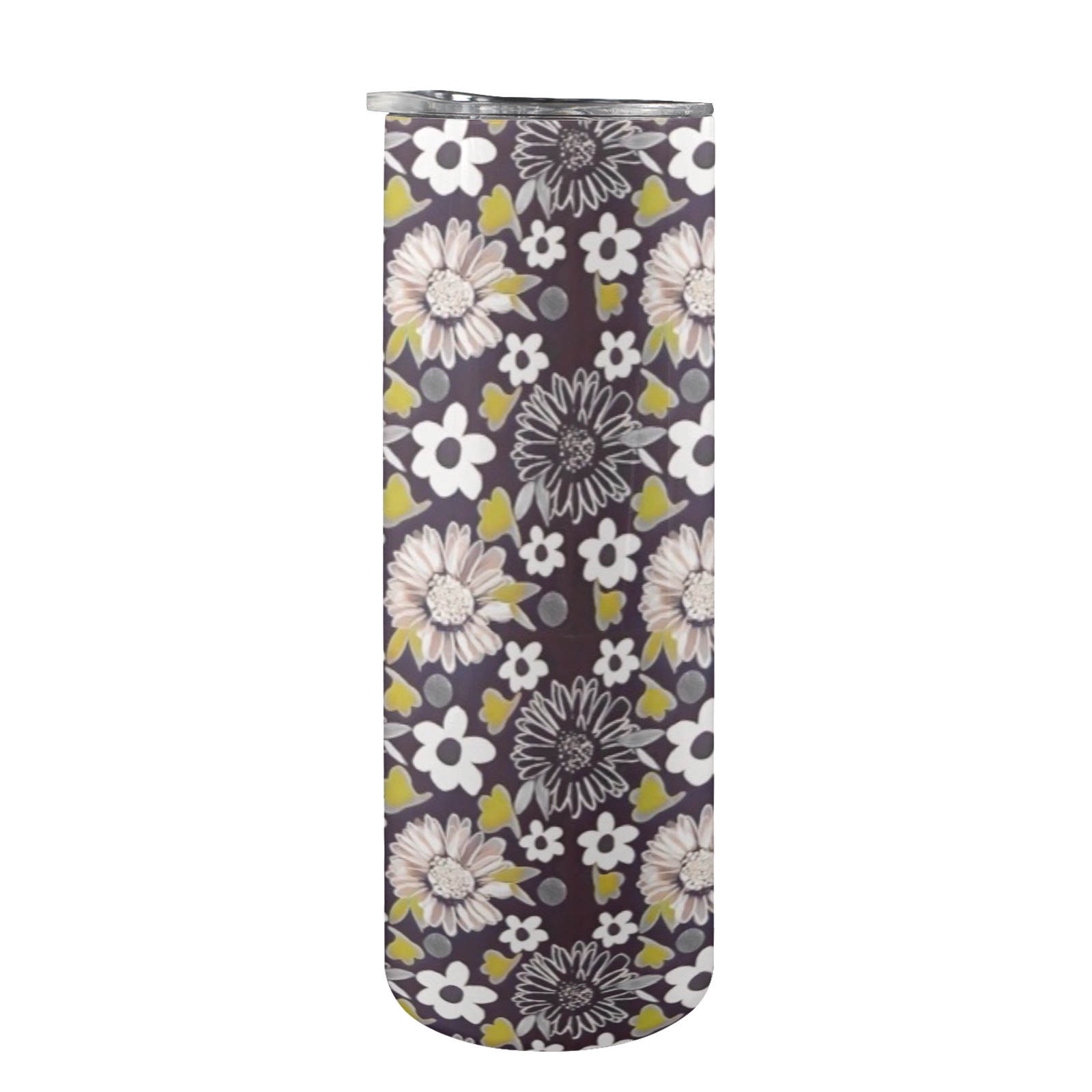 Unique Style Floral Pattern 20oz Tall Skinny Tumbler with Lid and Straw