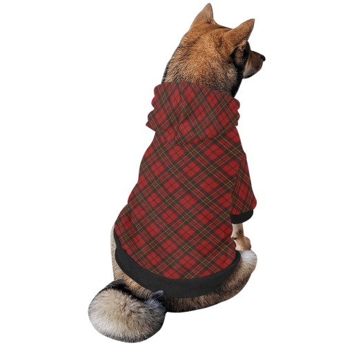 Red tartan plaid winter Christmas pattern holidays Pet Dog Hoodie