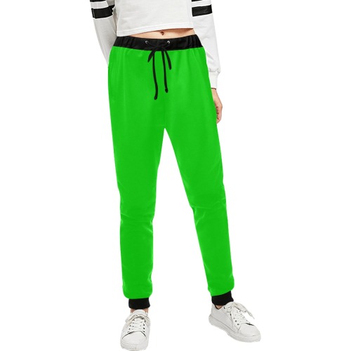 Merry Christmas Green Solid Color Unisex All Over Print Sweatpants (Model L11)