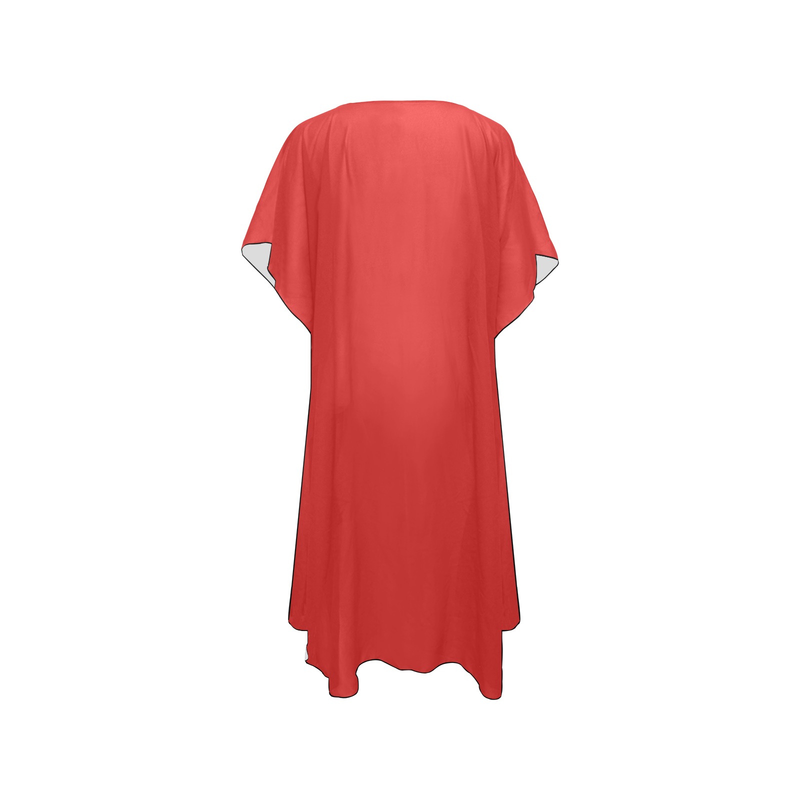 Solid Colors Red Mid-Length Side Slits Chiffon Cover Ups (Model H50)