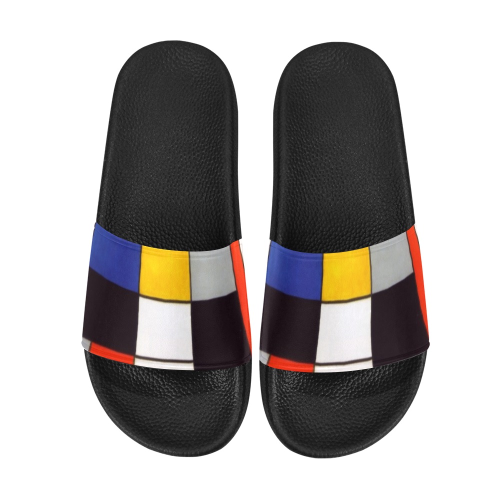 Composition A by Piet Mondrian Men's Slide Sandals (Model 057)