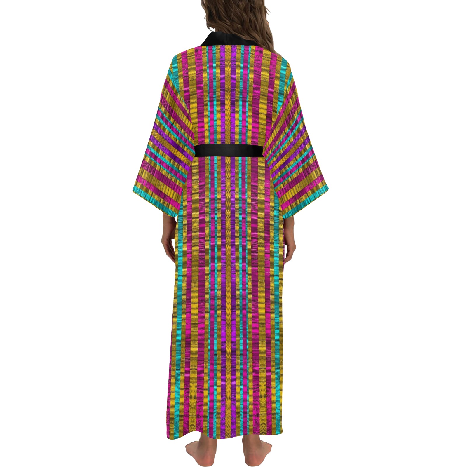 Star fall in  retro peacock colors Long Kimono Robe