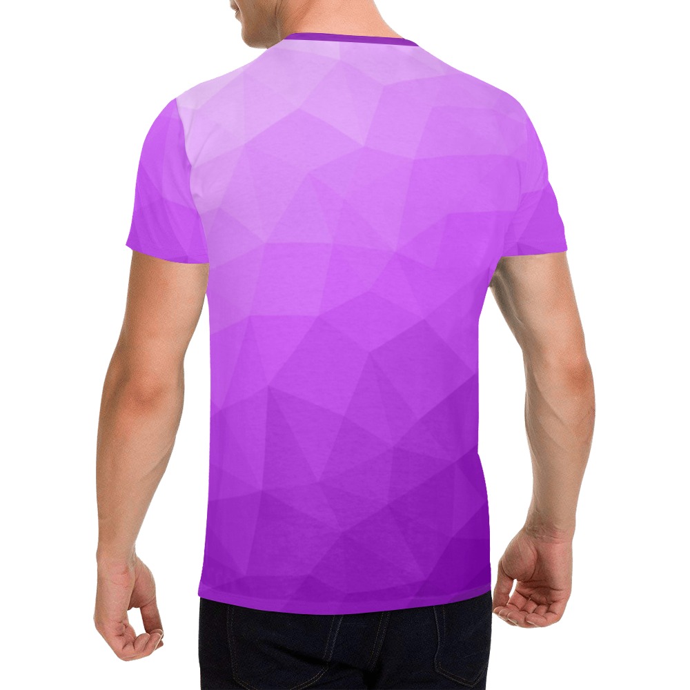 Purple gradient geometric mesh pattern All Over Print T-Shirt for Men (USA Size) (Model T40)