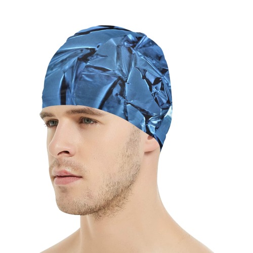 folded blue Swim Cap