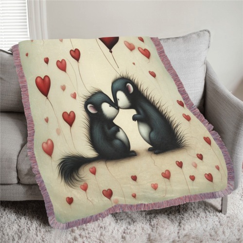 Skunk Love 1 Ultra-Soft Fringe Blanket 30"x40" (Mixed Pink)