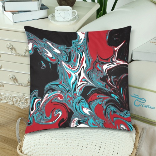 Dark Wave of Colors Custom Zippered Pillow Cases 18"x 18" (Twin Sides) (Set of 2)