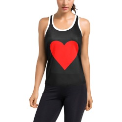 big heart blk Women's Racerback Tank Top (Model T60)