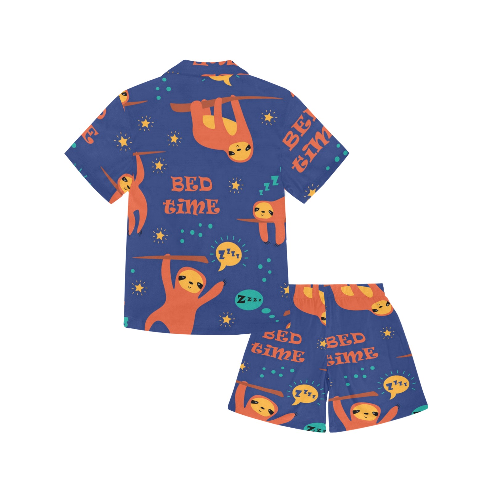 Bedtime Sloth Big Boys' V-Neck Short Pajama Set