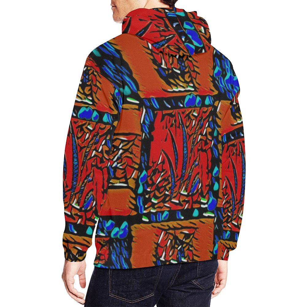 Graffiti Patch Red All Over Print Hoodie for Men (USA Size) (Model H13)