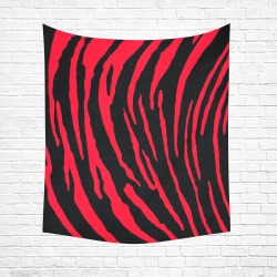 Tiger Stripes Red Cotton Linen Wall Tapestry 51"x 60"