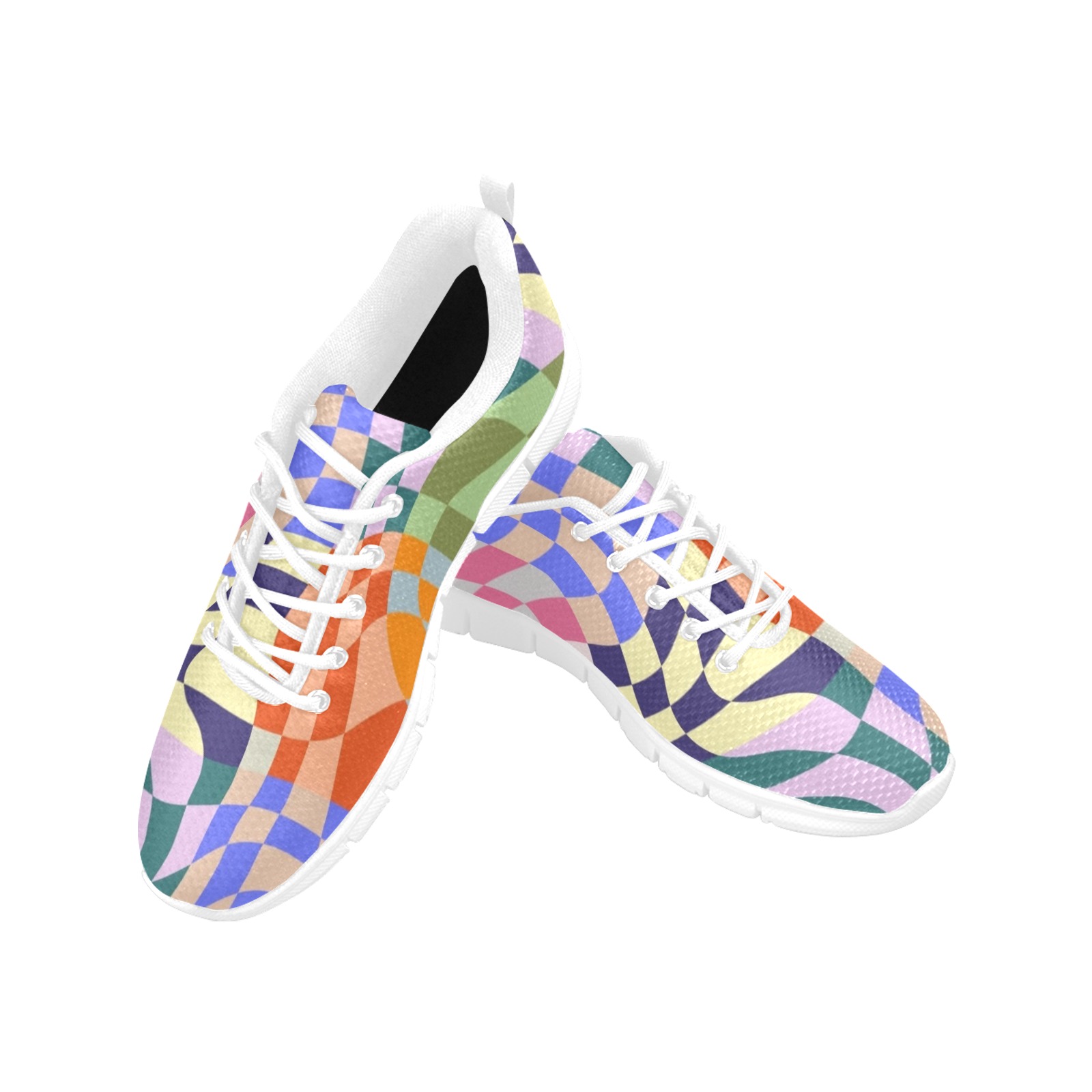 Wavy Checks - geometric abstract Women's Breathable Running Shoes (Model 055)
